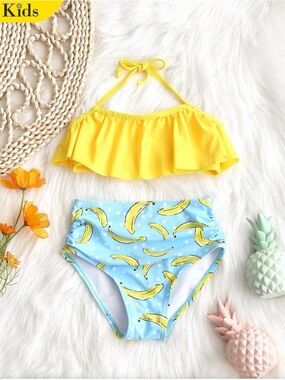 Uhnice Kid Flounce Top With Banana Swim Bottoms - Yellow  4T